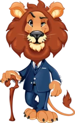 Poster Im Rahmen Funny lion elegantly dressed. Vector cartoon isolated character with transparent background.  © ddraw