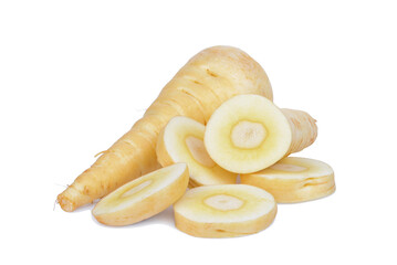 parsnip root with slices vegetable isolated, png file - obrazy, fototapety, plakaty