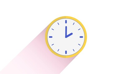 24 hours of clock in 30 seconds animation video, simple flat motion graphic, 4k transparent video