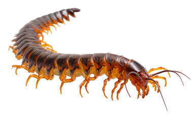 The Intricate World of Centipedes Isolated on Transparent Background.