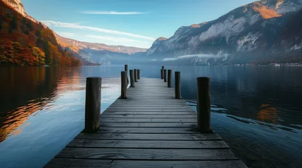  pier at a lake in hallstatt, austria    © Emil