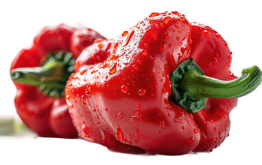 Fresh Red Bell Pepper on Transparent Background