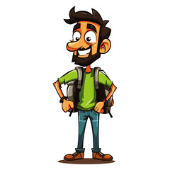 Attractive man with beard design. Chibi man game character design.