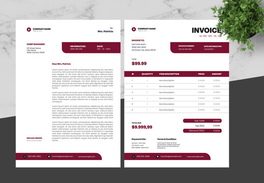 Red Letterhead+Invoice