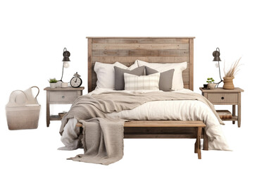 Designing Your Rustic Farmhouse Bedroom On Transparent Background