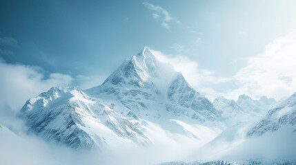 Fototapeta na wymiar Mountain peak with snow panorama landscape.