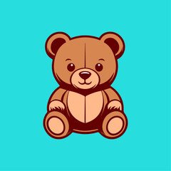 cute teddy Bear cartoon sitting minimalist vector illustration