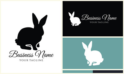 silhouette vector rabbit logo template