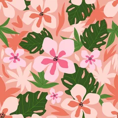 Tuinposter seamless floral pattern with flowers oriental style Modern flower cloth, luxurious fabrics, cotton pattern, wallpaper, satin fabric, book covers, wrapping paper background  © PinkDiamond