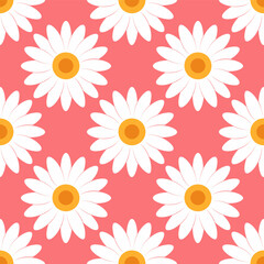 Fototapeta na wymiar Seamless daisy flower background. Flat Vector.