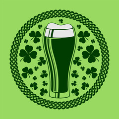 Saint Patrick's day celebration poster design template with Beer Glass