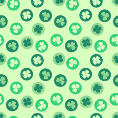 St. Patrick's day seamless pattern with Shamrock clover leaves. Vector illustration