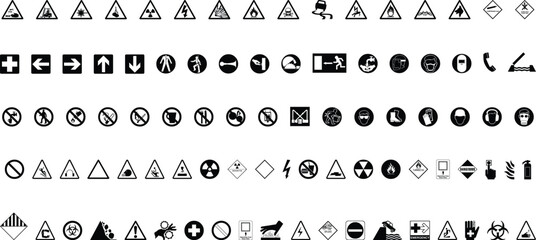hazard signs vector icons - obrazy, fototapety, plakaty