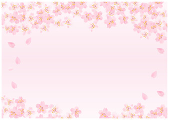 桜の花が美しい春の桜フレーム背景25桜色