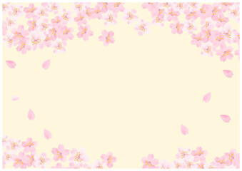 桜の花が美しい春の桜フレーム背景25黄色