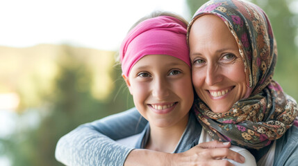  a confident cancer kid patient with mother