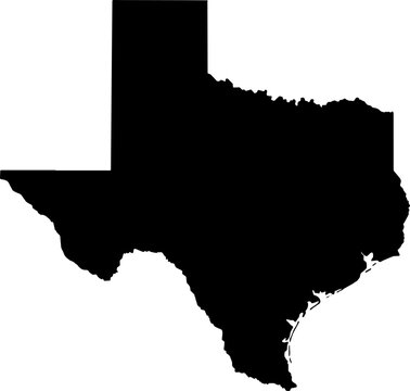 Texas map icon isolated on white background. Black map. Vector illustration. 