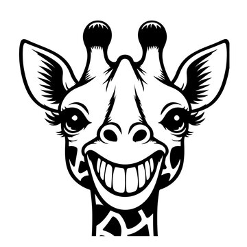 Black and white giraffe head on white background. Vector illustration, SVG files