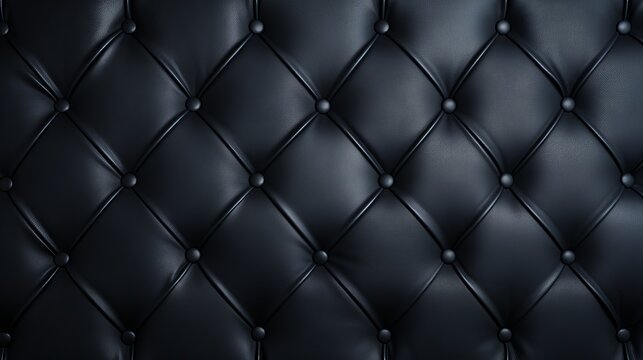 Black leather background texture with diamond-shaped buttons and stitching details