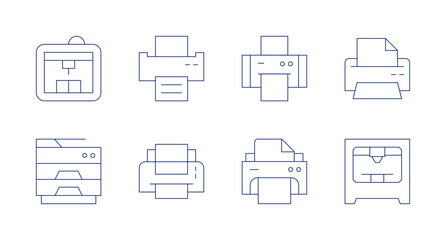 Printer icons. Editable stroke. Containing printing, copier, printer.