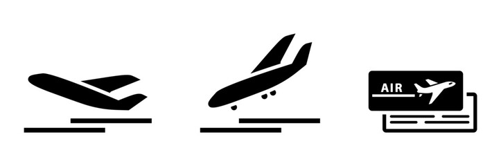 landing and take off air plane icon - obrazy, fototapety, plakaty