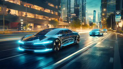 Obraz premium Futuristic sports car on the road