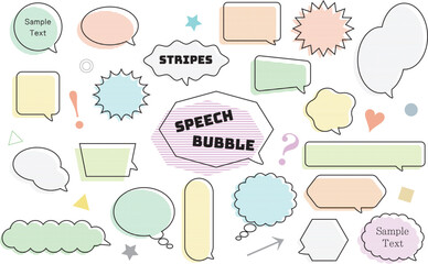 カラフルな横縞のフキダシセット