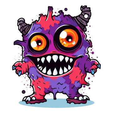 Scary monster alien design cartoon. Scary monster ghost game character.