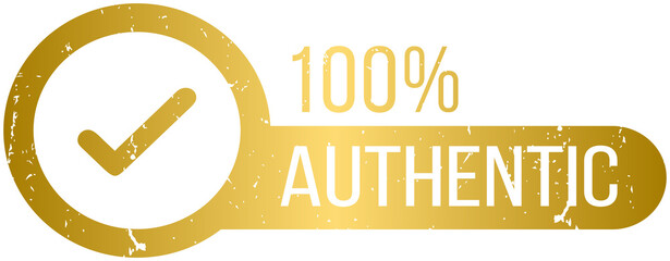 100% golden authentic stamp vector illustration