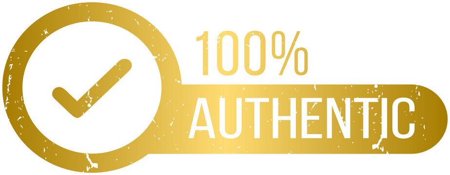 100% golden authentic stamp vector illustration