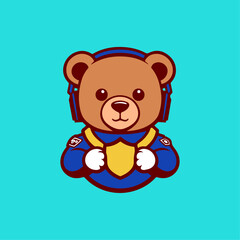 teddy Bear cartoon wearing headphone design illustration vector