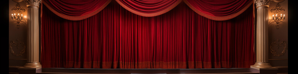Elegant red stage curtains