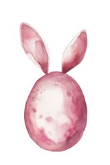 Fototapeta premium A whimsical watercolor painting of a pink Easter egg adorned with bunny ears.