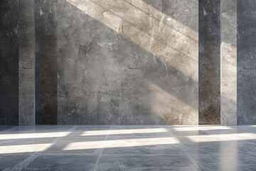 Minimalist Drendered Room, Featuring Textured Concrete Wall As Backdrop