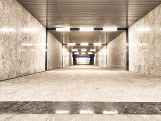 New empty Tunnel, abstract geometric background. Abstract beige squares with linear perspective