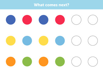 What comes next figures. Educational logical game for kids. Complete the sequence. Educational logical game for kids.