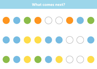 What comes next figures. Educational logical game for kids. Complete the sequence. Educational logical game for kids.