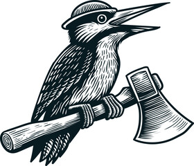 hand drawn vintage illustration of a woodpecker bird
