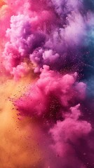 Fototapeta premium A colourful powder explosion of holi paint. vertical background