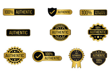 100% golden authentic stamp vector illustration