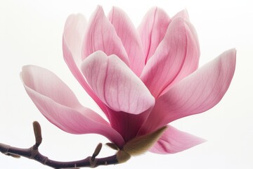 Pink Magnolia Flower Isolated On White Background