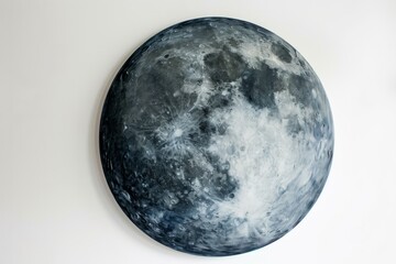 Round Painting Of The Moon With Acrylic Paints With Volume On White Background