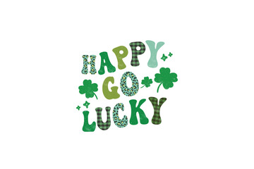 Happy go Lucky, Retro St Patrick's Day PNG Sublimation T Shirt Design