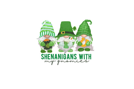 Shenanigans With My Gnomies, Retro St Patrick's Day PNG Sublimation T Shirt Design