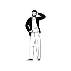 coloring book person's pose with black pants illustration