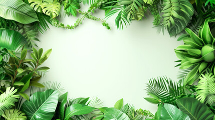 beautifully designed leafy background with a central white board for copy space