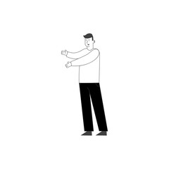 coloring book person's pose with black pants illustration