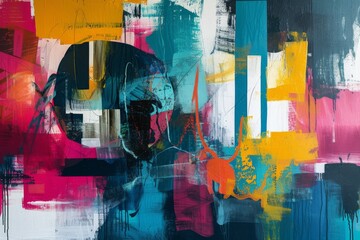 A modern abstract piece using bold colors and shapes to depict the journey of emotional healing and understanding
