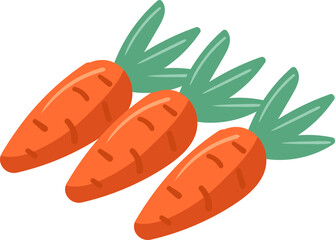 3 carrots cartoon illustration, clip art
