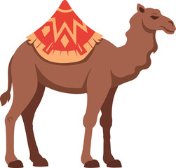 camel in the desert flat vector illustration